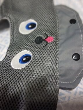 Dog Gray Mesh Animal Face Accessory with Blue Eyes Pet Carrier
